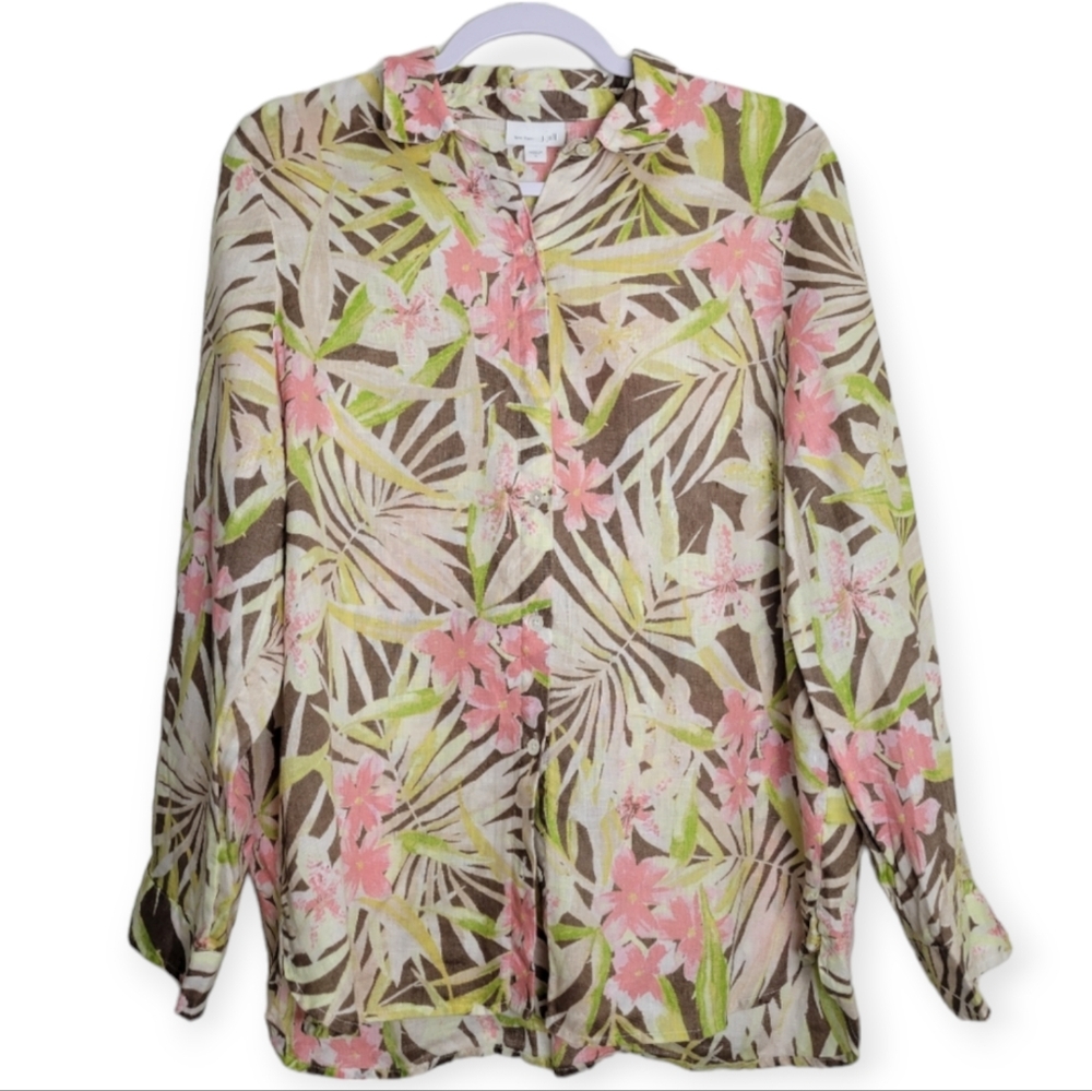 J.Jill Love Linen Floral Botanical Artsy Cottagecore Blouse Shirts S